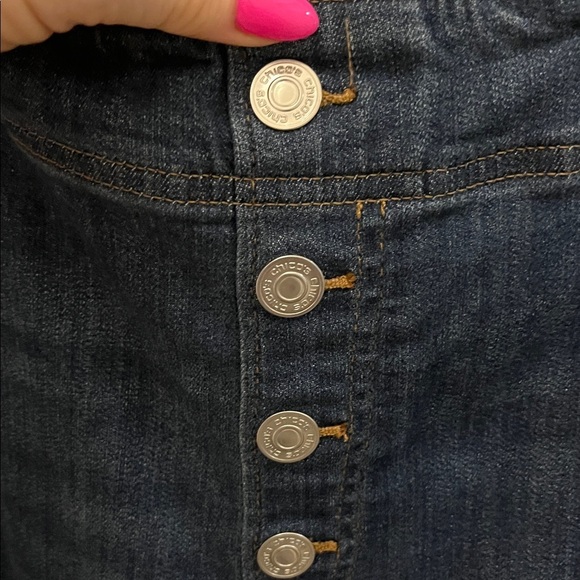 Chico’s Jeans Pull-On Wide Leg Cropped Denim Faux Button Fly Chicos 3P Petite XL - Picture 4 of 11